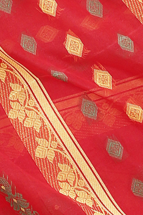 Red Pure Cotton Ghusoon Tant Saree (948)